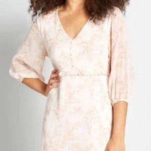 "Fresh Florals" Peach Mini Dress (Modcloth Small)